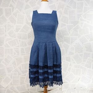 Tommy Hilfiger Pleated Chambray Dress Blue 10